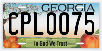 GA license plate CPL0075