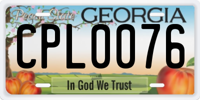 GA license plate CPL0076