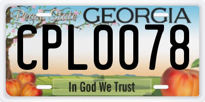 GA license plate CPL0078