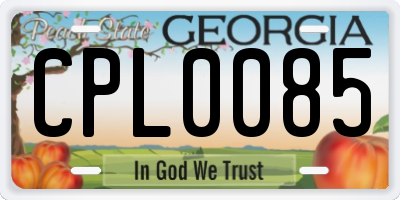 GA license plate CPL0085