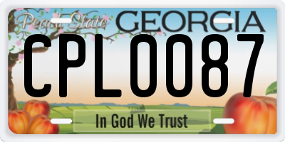 GA license plate CPL0087