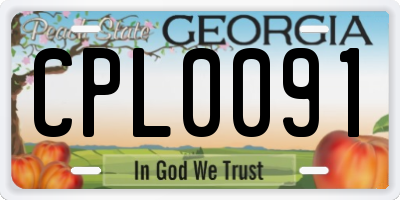 GA license plate CPL0091