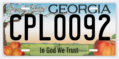GA license plate CPL0092