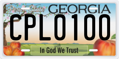 GA license plate CPL0100