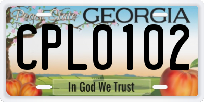 GA license plate CPL0102