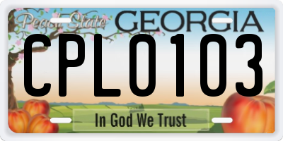 GA license plate CPL0103