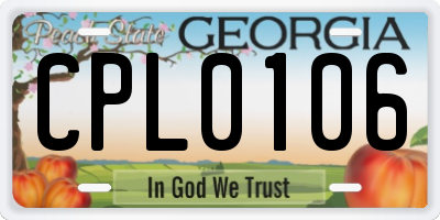 GA license plate CPL0106