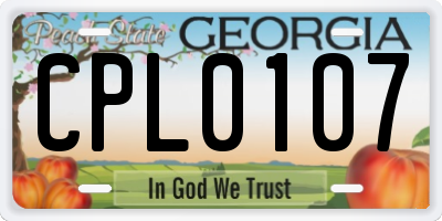 GA license plate CPL0107