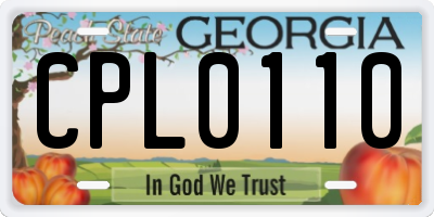 GA license plate CPL0110