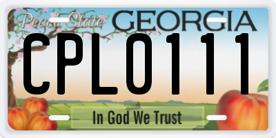 GA license plate CPL0111