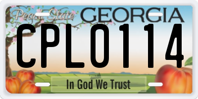GA license plate CPL0114