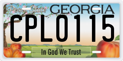 GA license plate CPL0115