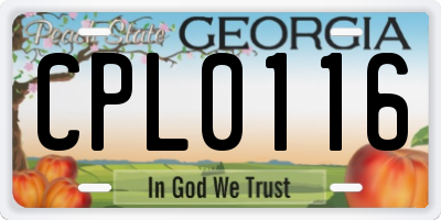 GA license plate CPL0116