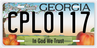 GA license plate CPL0117