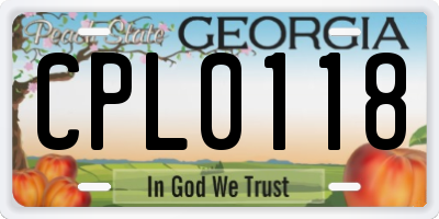 GA license plate CPL0118