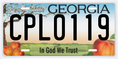 GA license plate CPL0119
