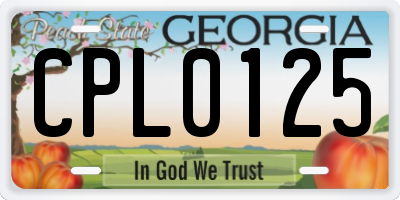 GA license plate CPL0125