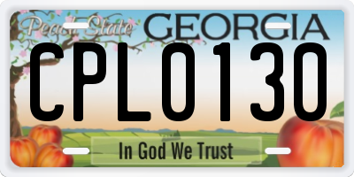 GA license plate CPL0130