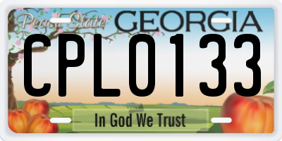 GA license plate CPL0133