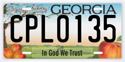 GA license plate CPL0135