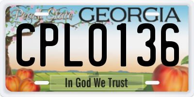 GA license plate CPL0136