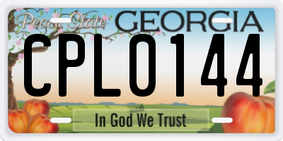 GA license plate CPL0144