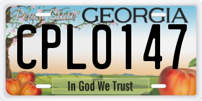 GA license plate CPL0147