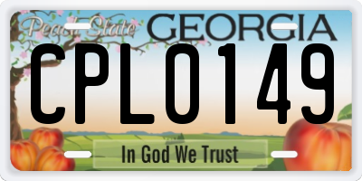GA license plate CPL0149