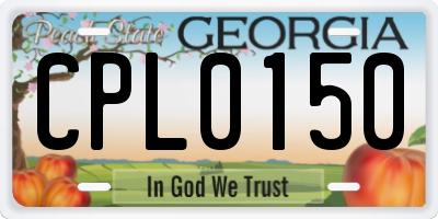 GA license plate CPL0150