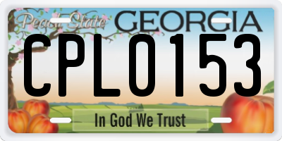 GA license plate CPL0153