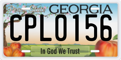 GA license plate CPL0156