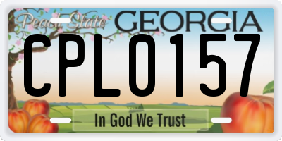 GA license plate CPL0157