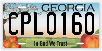 GA license plate CPL0160