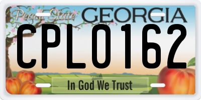 GA license plate CPL0162