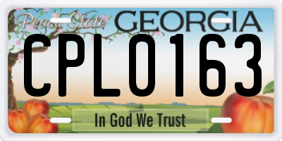 GA license plate CPL0163
