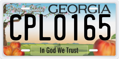 GA license plate CPL0165