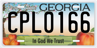 GA license plate CPL0166