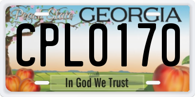 GA license plate CPL0170