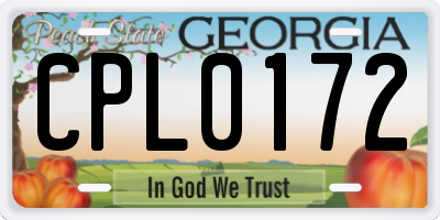 GA license plate CPL0172