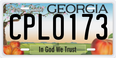 GA license plate CPL0173