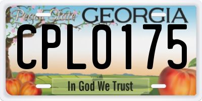 GA license plate CPL0175