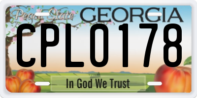 GA license plate CPL0178