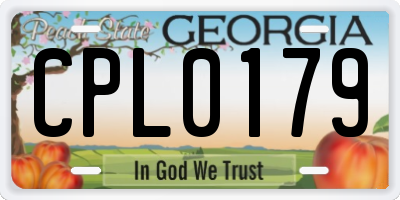 GA license plate CPL0179
