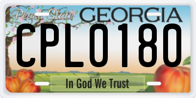 GA license plate CPL0180