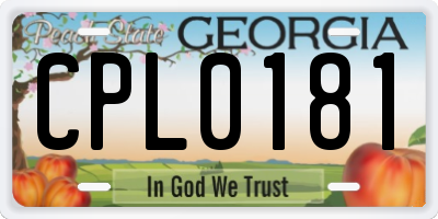 GA license plate CPL0181
