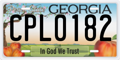GA license plate CPL0182