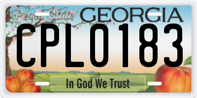 GA license plate CPL0183