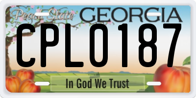 GA license plate CPL0187