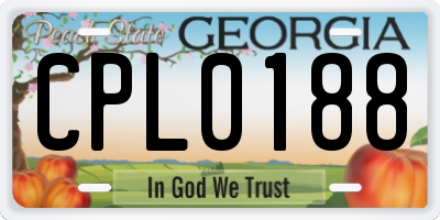 GA license plate CPL0188