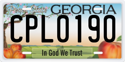 GA license plate CPL0190